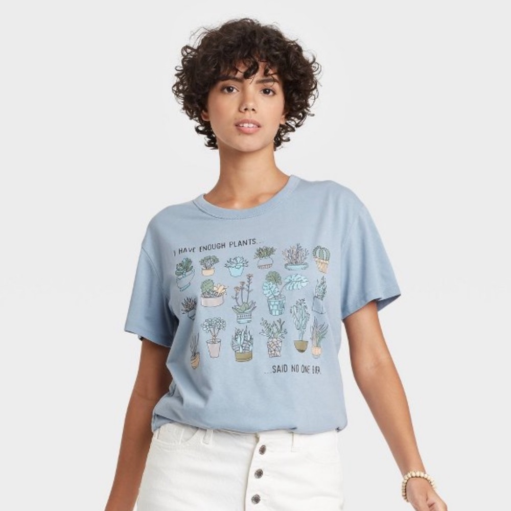 Zoe + Liv Enough Plants Short Sleeve T-Shirt Size Large